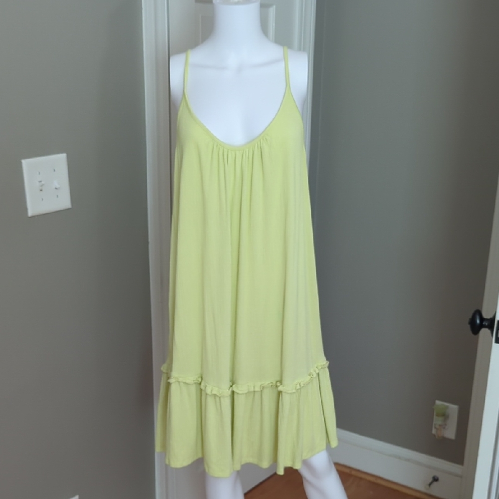 Green Sleeveless Ruffle Dress